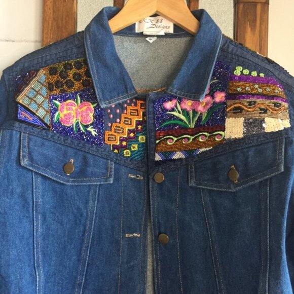 KK 88 DSIGNS EMBELLISHED DENIM JACKET - Picture 2 of 5
